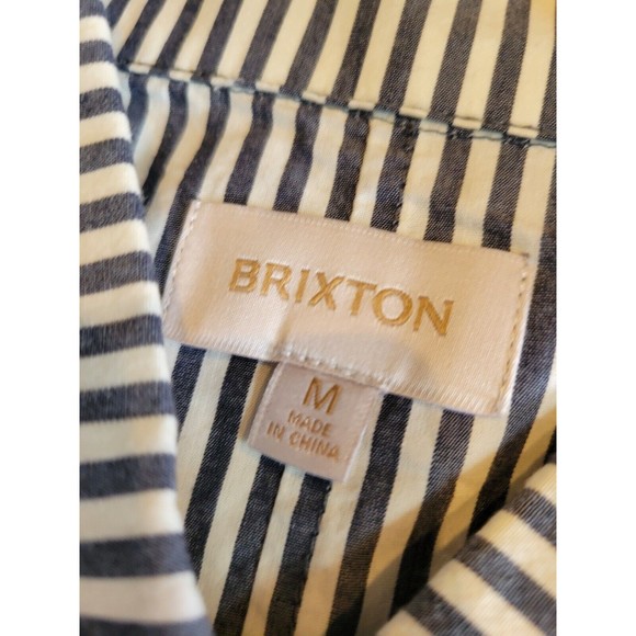 Brixton Bowery Overshirt Button Up Long Sleeve Navy Striped Shirt Sz M NWT - Picture 8 of 10